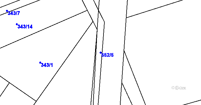 Parcela st. 552/5 v KÚ Měrotín, Katastrální mapa