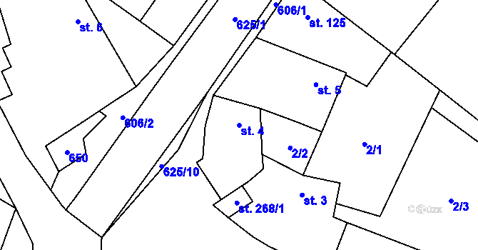 Parcela st. 4 v KÚ Mladeč, Katastrální mapa
