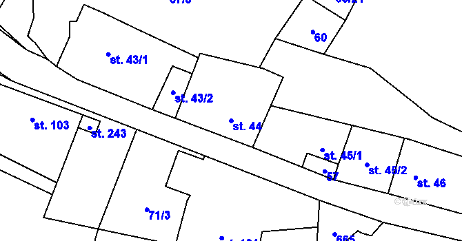 Parcela st. 44 v KÚ Mladeč, Katastrální mapa