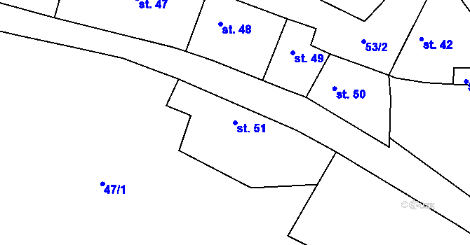 Parcela st. 51 v KÚ Mladeč, Katastrální mapa