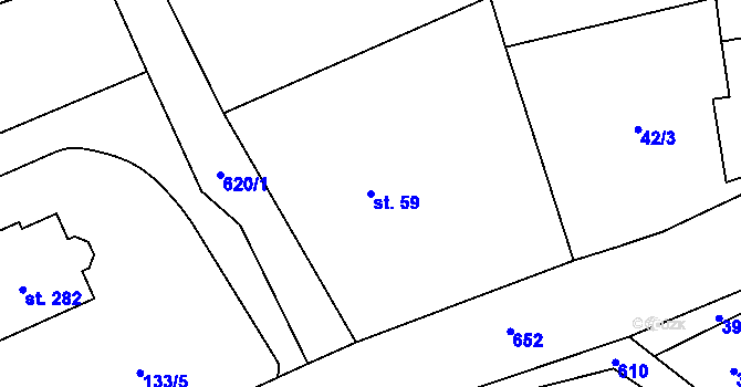 Parcela st. 59 v KÚ Mladeč, Katastrální mapa