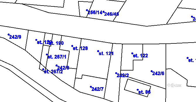 Parcela st. 121 v KÚ Mladeč, Katastrální mapa