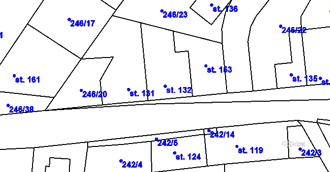 Parcela st. 132 v KÚ Mladeč, Katastrální mapa