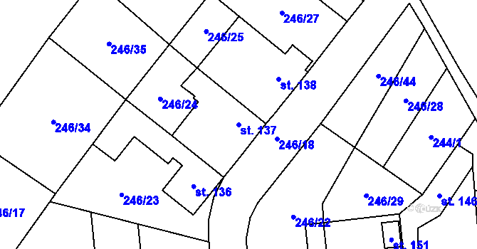 Parcela st. 137 v KÚ Mladeč, Katastrální mapa