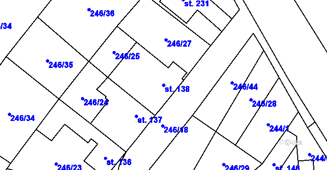 Parcela st. 138 v KÚ Mladeč, Katastrální mapa