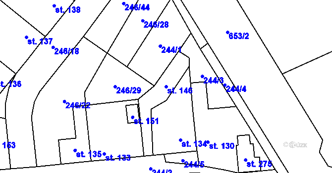 Parcela st. 146 v KÚ Mladeč, Katastrální mapa
