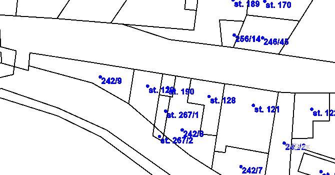 Parcela st. 190 v KÚ Mladeč, Katastrální mapa