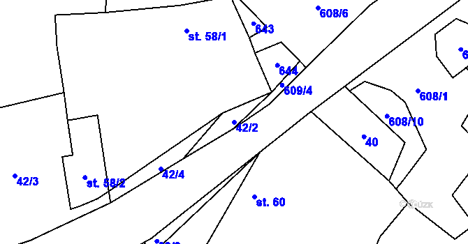 Parcela st. 42/2 v KÚ Mladeč, Katastrální mapa