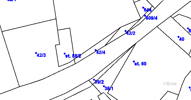 Parcela st. 42/4 v KÚ Mladeč, Katastrální mapa