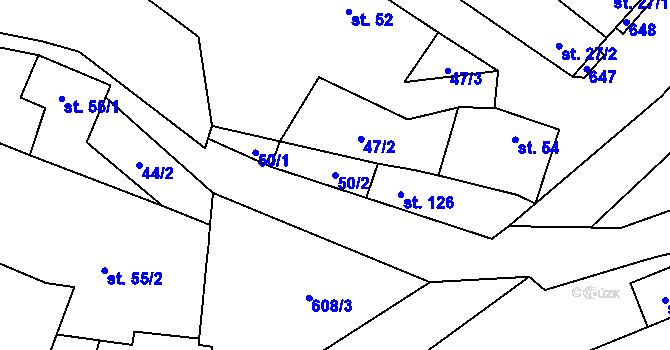 Parcela st. 50/2 v KÚ Mladeč, Katastrální mapa