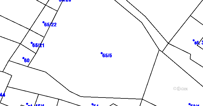 Parcela st. 65/5 v KÚ Mladeč, Katastrální mapa