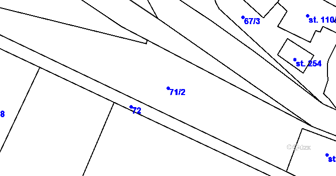 Parcela st. 71/2 v KÚ Mladeč, Katastrální mapa