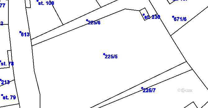 Parcela st. 225/5 v KÚ Mladeč, Katastrální mapa