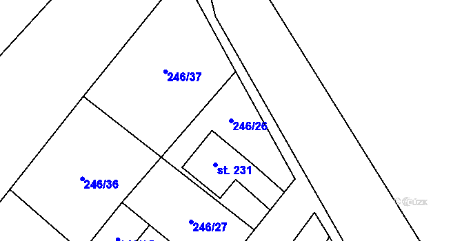 Parcela st. 246/26 v KÚ Mladeč, Katastrální mapa
