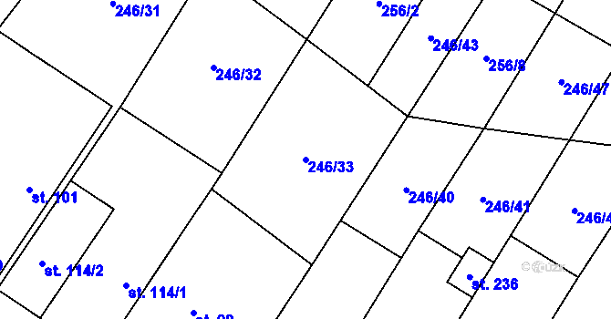 Parcela st. 246/33 v KÚ Mladeč, Katastrální mapa