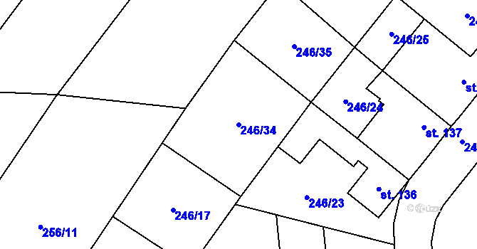 Parcela st. 246/34 v KÚ Mladeč, Katastrální mapa