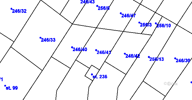 Parcela st. 246/41 v KÚ Mladeč, Katastrální mapa