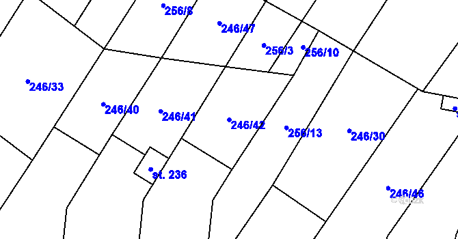 Parcela st. 246/42 v KÚ Mladeč, Katastrální mapa