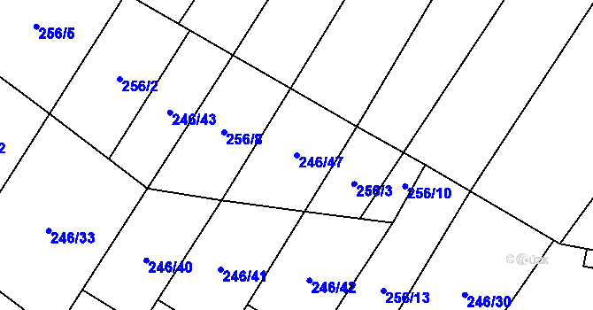 Parcela st. 246/47 v KÚ Mladeč, Katastrální mapa