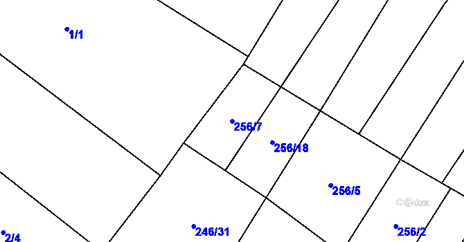 Parcela st. 256/7 v KÚ Mladeč, Katastrální mapa