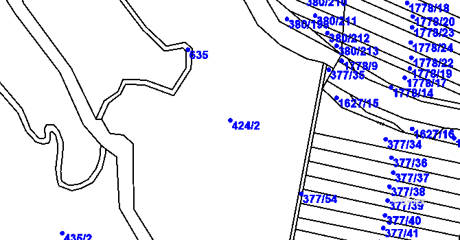 Parcela st. 424/2 v KÚ Mladeč, Katastrální mapa