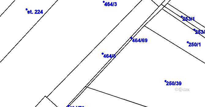 Parcela st. 464/5 v KÚ Mladeč, Katastrální mapa