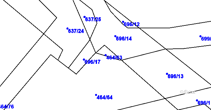 Parcela st. 464/63 v KÚ Mladeč, Katastrální mapa