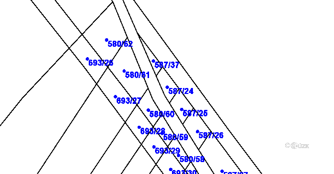 Parcela st. 587/24 v KÚ Mladeč, Katastrální mapa