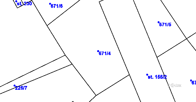 Parcela st. 671/4 v KÚ Mladeč, Katastrální mapa