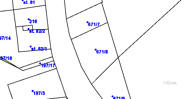 Parcela st. 671/8 v KÚ Mladeč, Katastrální mapa