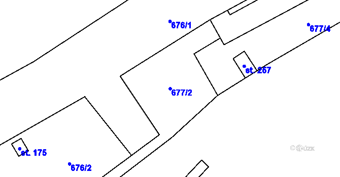Parcela st. 677/2 v KÚ Mladeč, Katastrální mapa