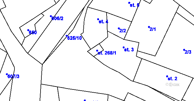 Parcela st. 268/1 v KÚ Mladeč, Katastrální mapa