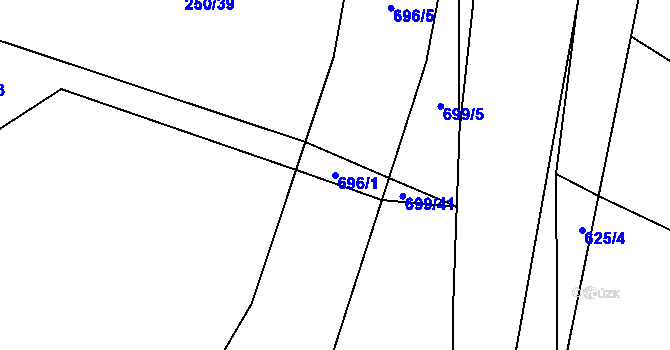 Parcela st. 696/1 v KÚ Mladeč, Katastrální mapa