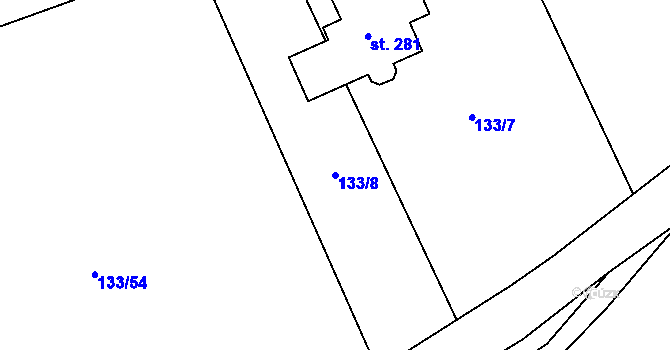 Parcela st. 133/8 v KÚ Mladeč, Katastrální mapa