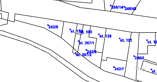 Parcela st. 267/1 v KÚ Mladeč, Katastrální mapa
