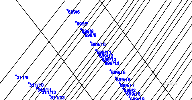 Parcela st. 699/11 v KÚ Mladeč, Katastrální mapa