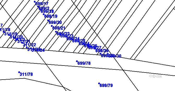 Parcela st. 699/27 v KÚ Mladeč, Katastrální mapa