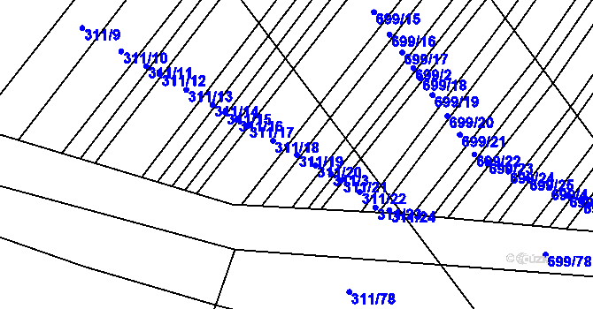 Parcela st. 311/19 v KÚ Mladeč, Katastrální mapa