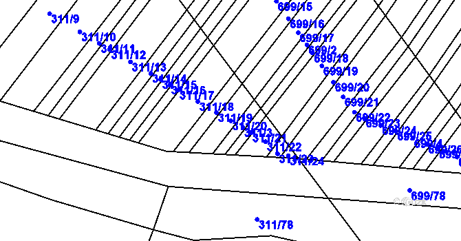 Parcela st. 311/20 v KÚ Mladeč, Katastrální mapa