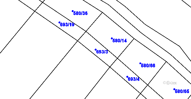 Parcela st. 693/3 v KÚ Mladeč, Katastrální mapa