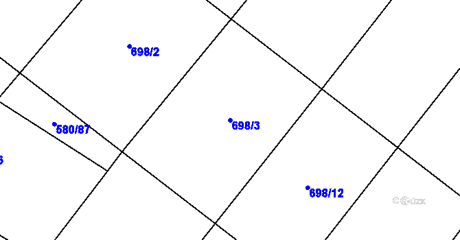 Parcela st. 698/3 v KÚ Mladeč, Katastrální mapa