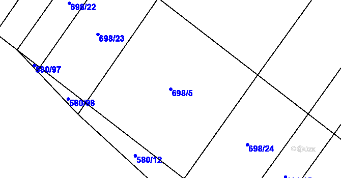 Parcela st. 698/5 v KÚ Mladeč, Katastrální mapa
