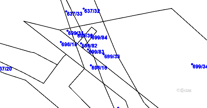 Parcela st. 699/33 v KÚ Mladeč, Katastrální mapa