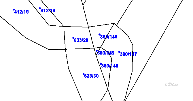 Parcela st. 380/149 v KÚ Mladeč, Katastrální mapa