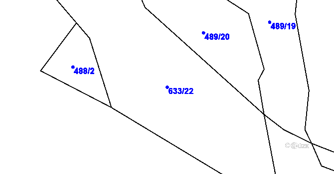 Parcela st. 633/22 v KÚ Mladeč, Katastrální mapa