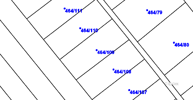 Parcela st. 464/109 v KÚ Mladeč, Katastrální mapa