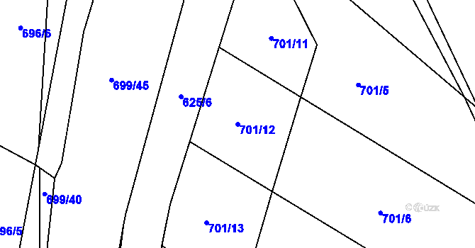 Parcela st. 701/12 v KÚ Mladeč, Katastrální mapa
