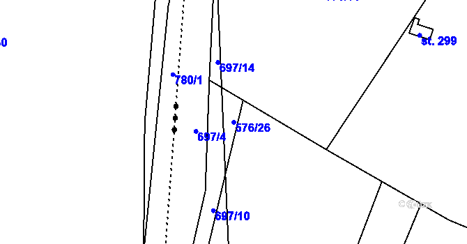 Parcela st. 576/26 v KÚ Mladeč, Katastrální mapa