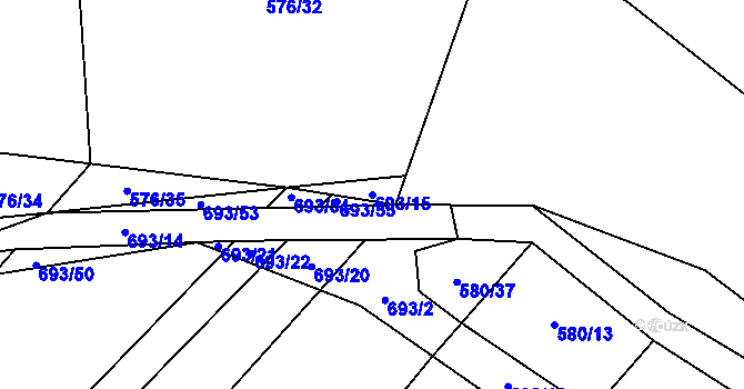 Parcela st. 693/15 v KÚ Mladeč, Katastrální mapa