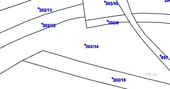 Parcela st. 202/14 v KÚ Mladeč, Katastrální mapa